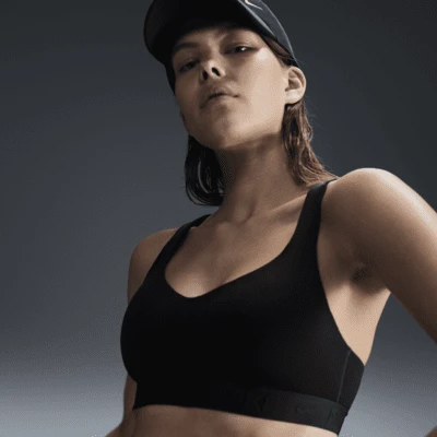 Brassière BLEUE de sport réglable rembourrée à maintien supérieur Nike Indy pour femme