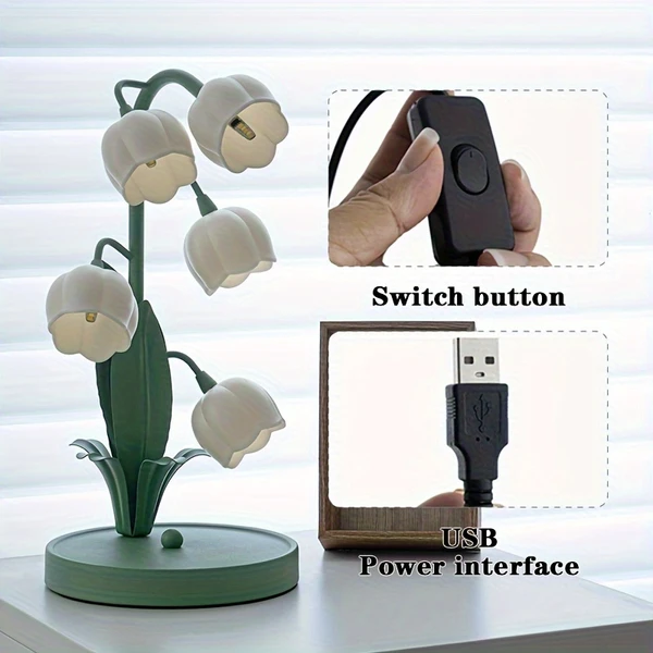 Lmpe de table à fleur usb avec design faux floral, métallique mate, éclairage décoratif , par bouton, interface d'alimentation – outillage et amélioration de l'habitat – Temu