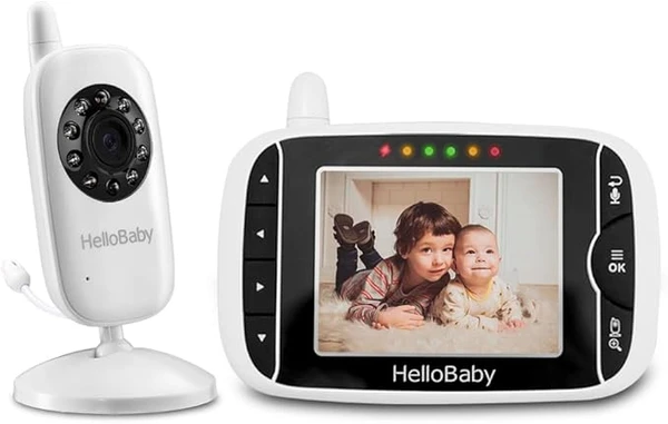 Hello Baby HB32 Moniteur Vidéo sans Fil avec Appareil Photo Numérique, Surveillance de la Température de Vision Nocturne et Système de Communication Bidirectionnelle (Blanc) (HB32), 720p