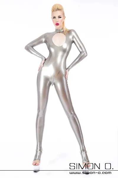 Latex Catsuit with Keyhole Neckline for Sexy Cleavage
