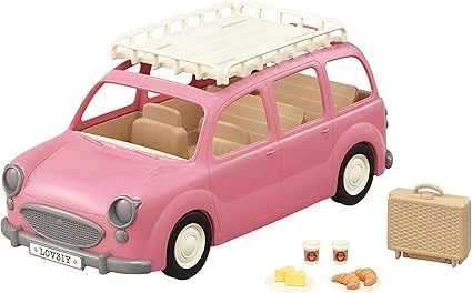 Sylvanian Families - Le monospace rose et set de pique-nique - Set 13 accessoires - Plongez dans l'univers de la famille Sylvanian - Figurines animaux miniatures - Jouet enfant 3 ans et + - 5535