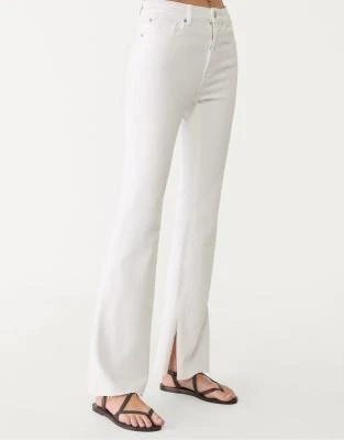 Stradivarius - D74 - Jean évasé à ourlet fendu - Blanc