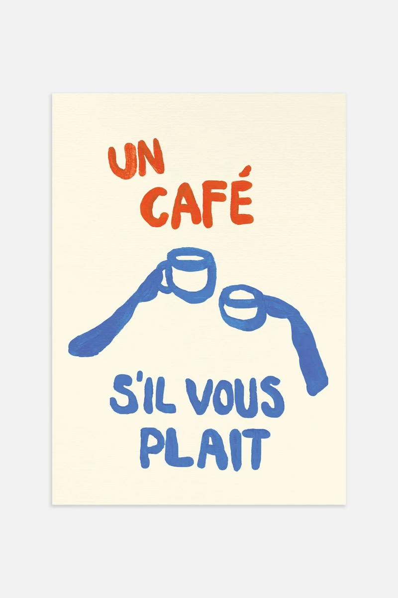 Un Café Poster - Bleu/beige - Postery - Home All | H&M FR