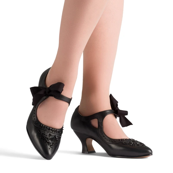 Laurel Beaded Edwardian Shoes (Black)