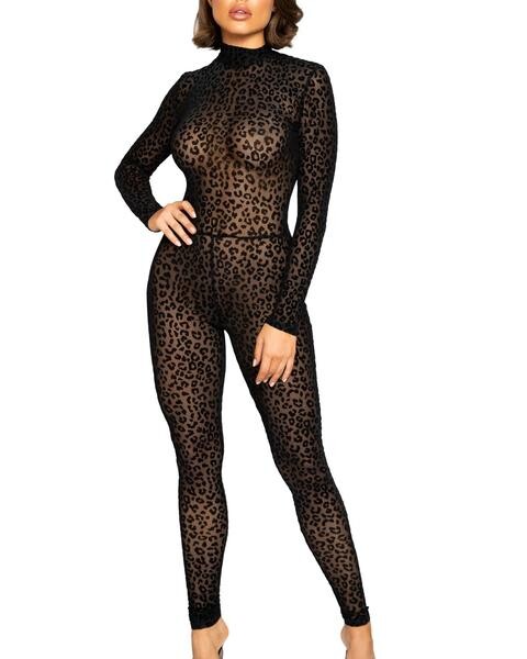 Velvet Leopard Sheer Catsuit