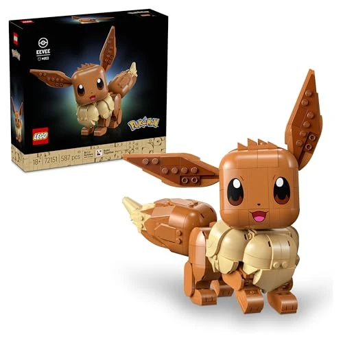 LEGO Pokémon Évoli - Figurine - Set de Construction pour Adulte - Maquette Anime avec Membres, Oreilles & Queue Articulés - Décoration de Chambre ou Bureau DIY - Idée de Cadeau Gaming Collector 72151