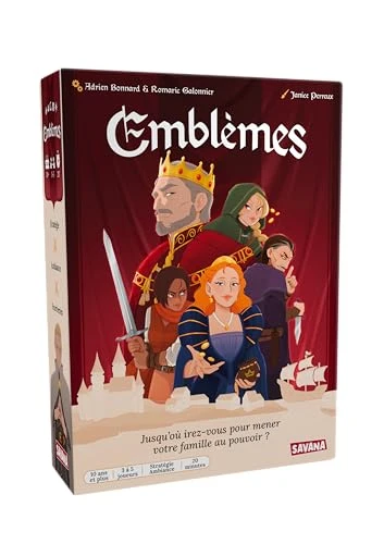 SAVANA Emblèmes - Jeu de Société Stratégique Familial - Luttez pour Le Pouvoir dans Un Royaume Divisé - Jeu de Cartes dès 10 Ans - 3 à 5 Joueurs, 20 Minutes