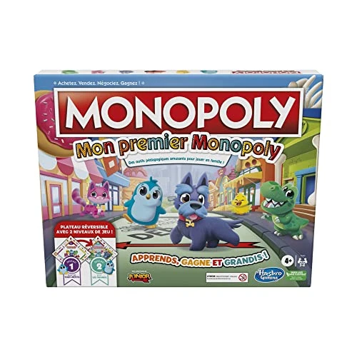 Hasbro Gaming Mon Premier Monopoly, Jeu de Plateau pour Enfants, dès 4 Ans, Plateau réversible, Outils pédagogiques pour Jouer en Famille A2202022 Taille Unique Multicolore