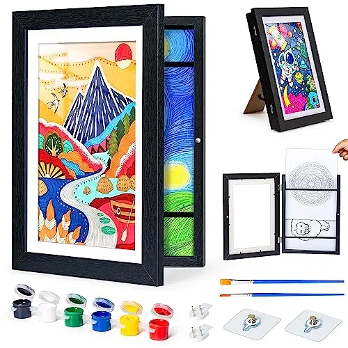 JUMUAA Cadres dessin pour enfant, cadre pour oeuvre d'art, cadre a4, cadre photo, cadre decoration murale, Idéal pour les projets artistiques des enfants, Dessin pour enfant, peinture enfant