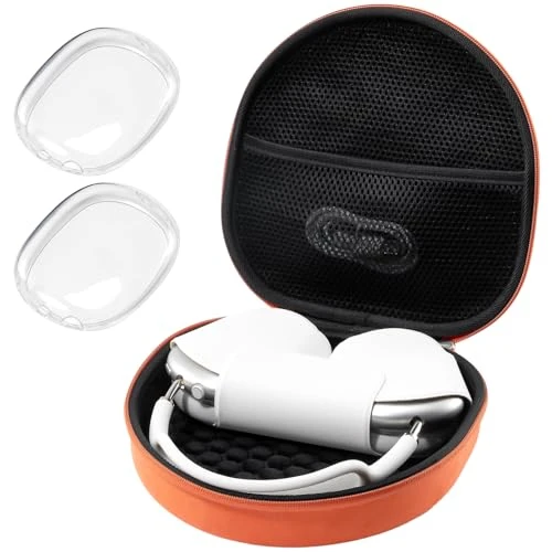ProCase Étui + 2 Couvre oreillette pour Nouvel AirPods Max en 2020 avec Proche Filet-Orange