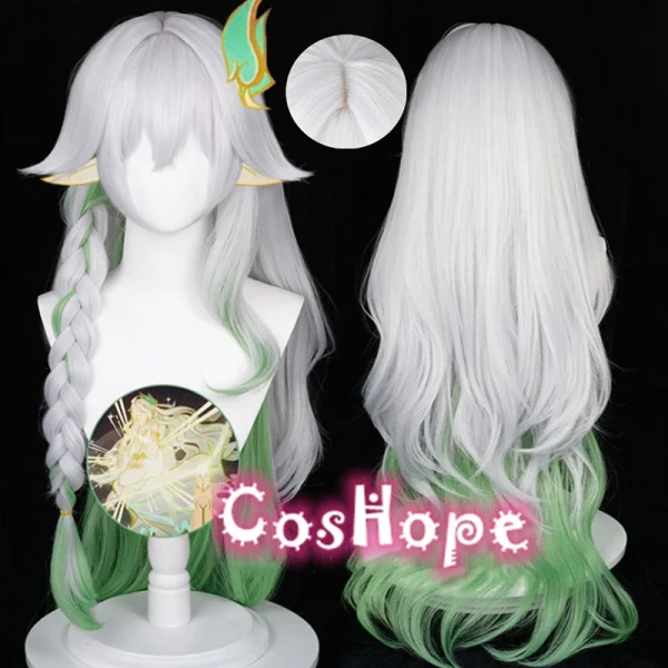 Perruque Synthétique de Cosplay de l'Anime Nahida RukkhadevMiCosplay, Couleur Argent Vert, Degré de Chaleur - AliExpress 200000532