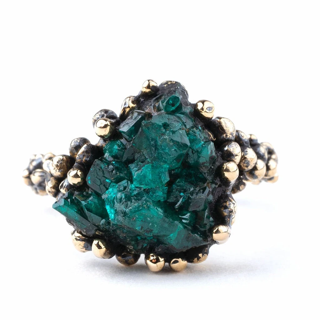 Dioptase Ring Band | Crystal Healing Jewelry | Giardinoblu