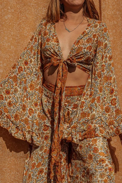 Simona Bell Sleeve Silk Wrap top