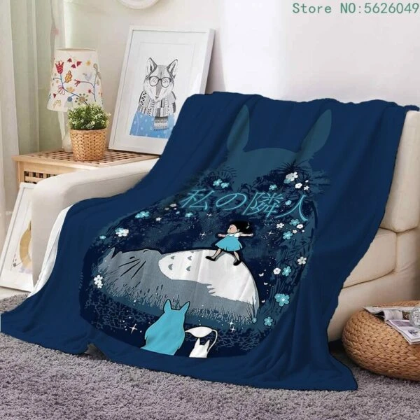 Flannel Throw Blanket My Neighbor Totoro Fleece Blankets | Ghibli Merch Store