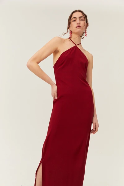 Luna Dress, Cranberry Silk