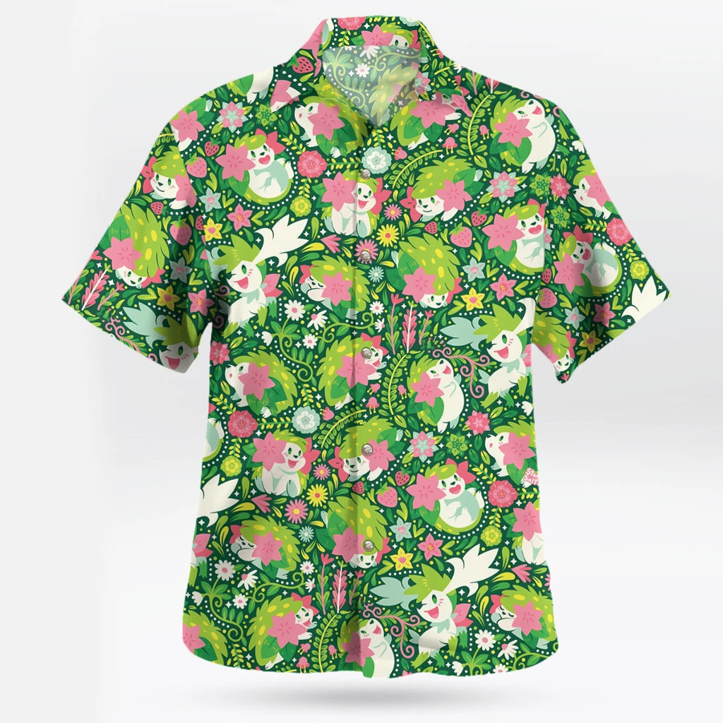 Shaymin Floral Paradise Hawaiian Shirt – Pokemon Inspired Tropical Style - Tropi Hawaiian Shirts