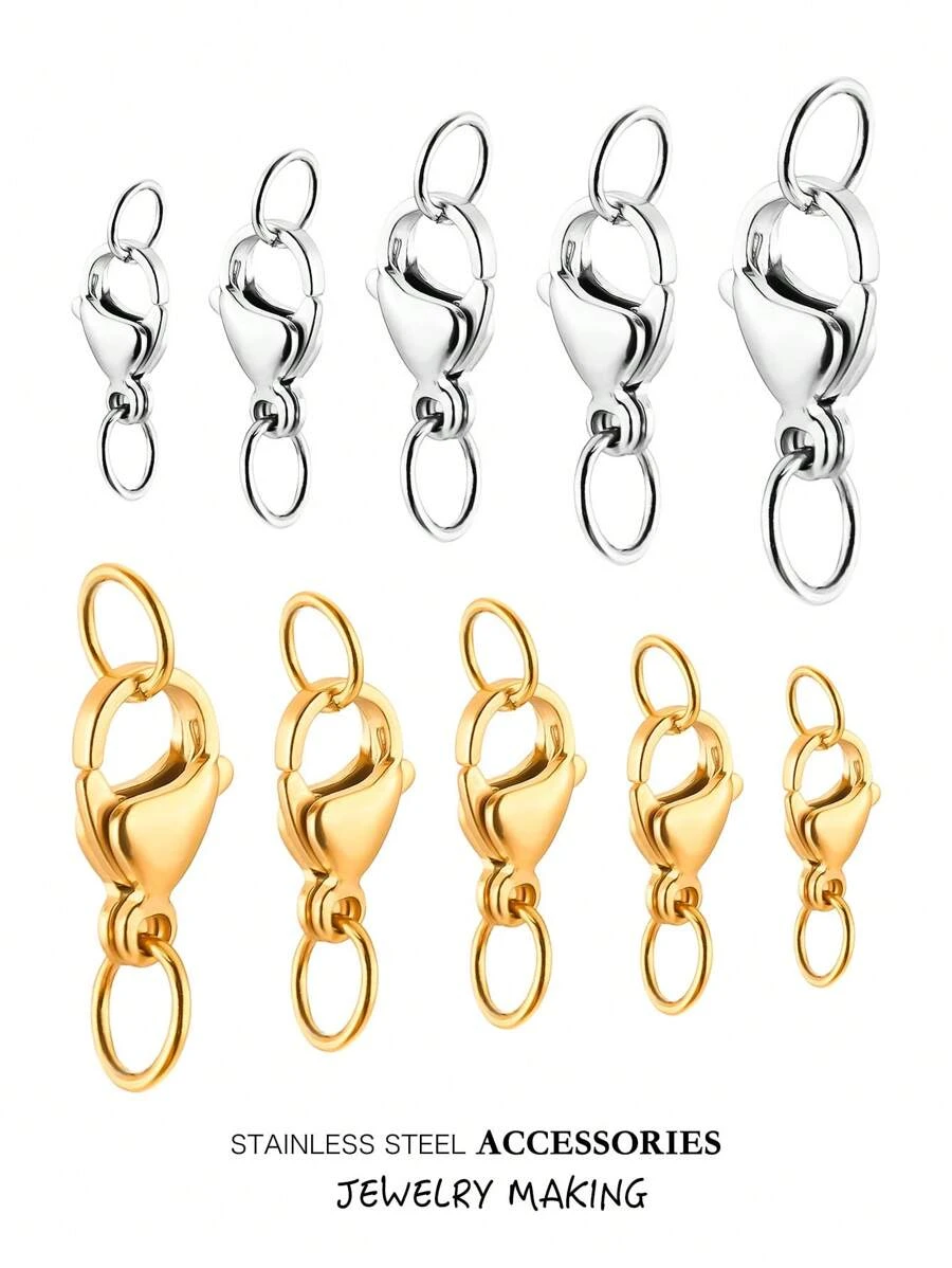 10 20 50 pièces/sac Fermoirs homards en acier inoxydable dorés avec anneaux de jonction pour fabrication de bijoux, chaînes, bracelets, colliers, anklets DIY | Mode en ligne | SHEIN FRANCE