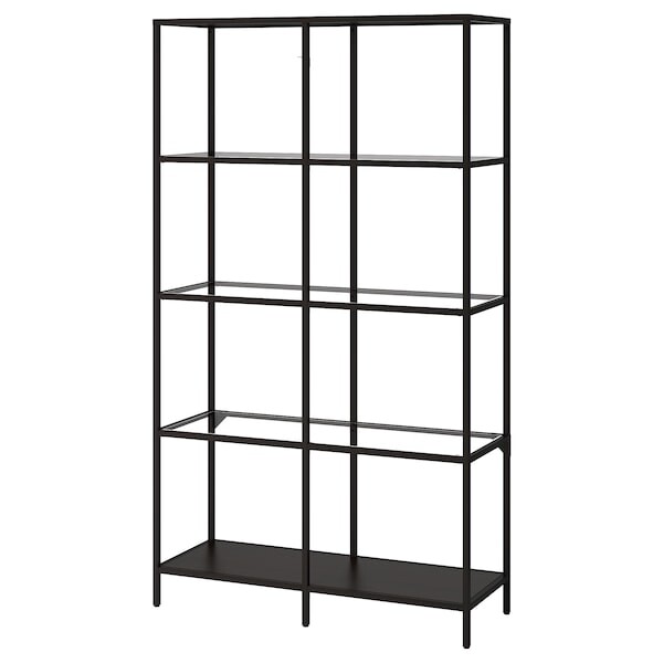 VITTSJÖ Étagère - brun noir/verre 100x175 cm - IKEA