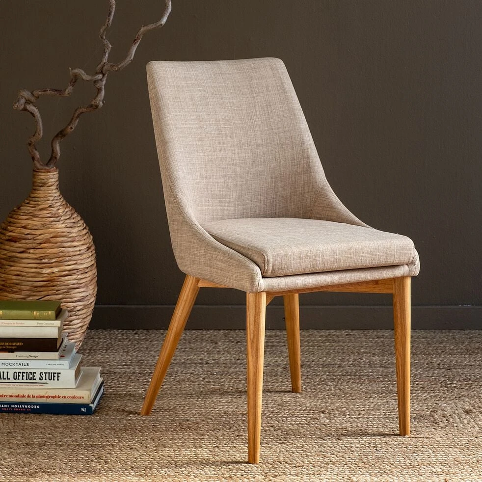 ABBY - lots de 2 chaises en tissu - beige