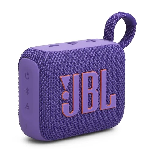 JBL GO 4, Enceinte Bluetooth ultra-portable, son JBL Pro, basses percutantes, 7 heures d'autonomie, fonction Playtime Boost, résistante à l'eau et à la poussière IP67, violet