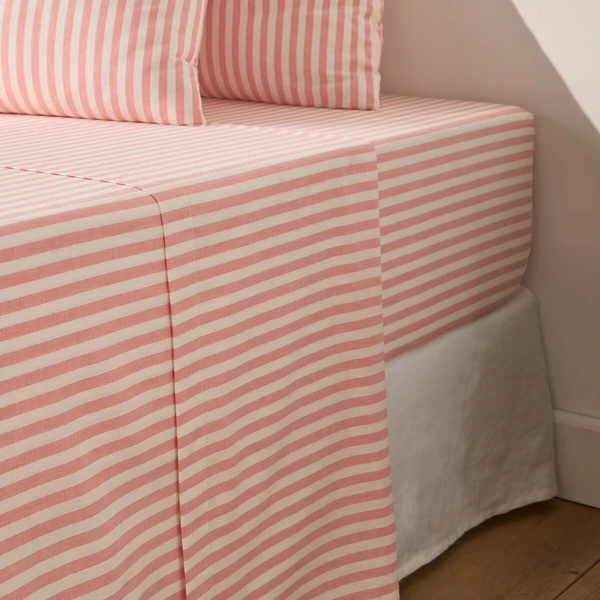 Drap plat en coton, Soizic corail