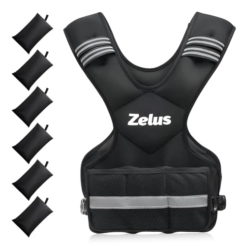 ZELUS Gilet Lesté 9 à 14,5 kg Réglable avec 6 Poids de Fer pour Cardio Musculation pour Homme et Femme