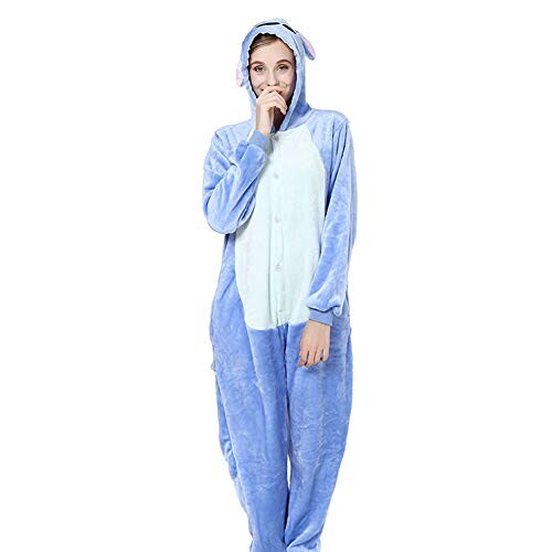 Timormode Combinaison Pyjama Animaux Unisexe Costume Cosplay Déguisement Animal à Capuche Polaire 10001Blue M