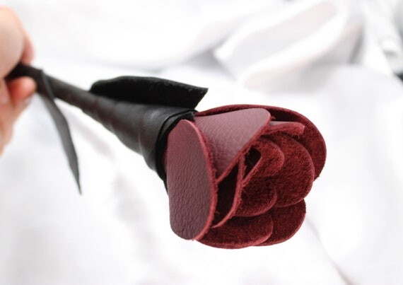 Burgundy leather spanking rose, eternal bdsm flower