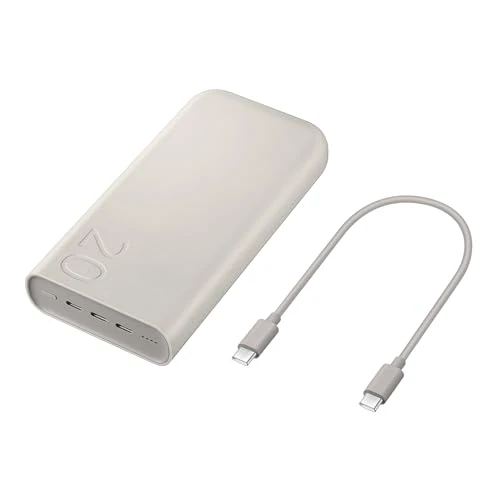 Samsung Galaxy Batterie Officielle 20 000 mAh, Charge Super Rapide 45 W (avec câble de données USB-C vers C), Beige