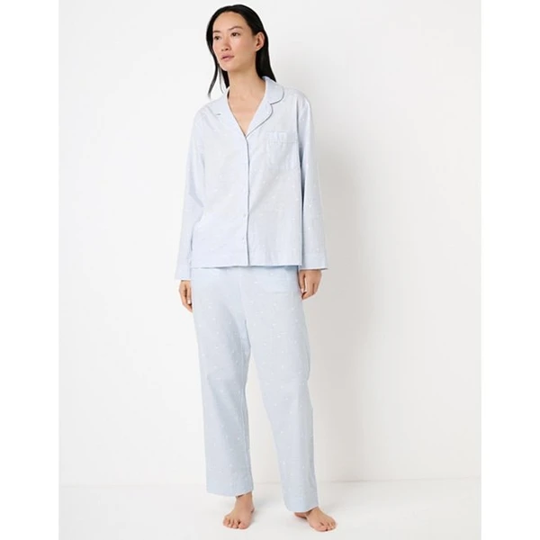 Brushed Cotton Heart Print Pyjama Set | Pyjamas | The White Company ROW