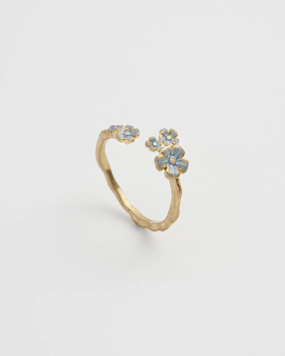 Bague fleurs bleues