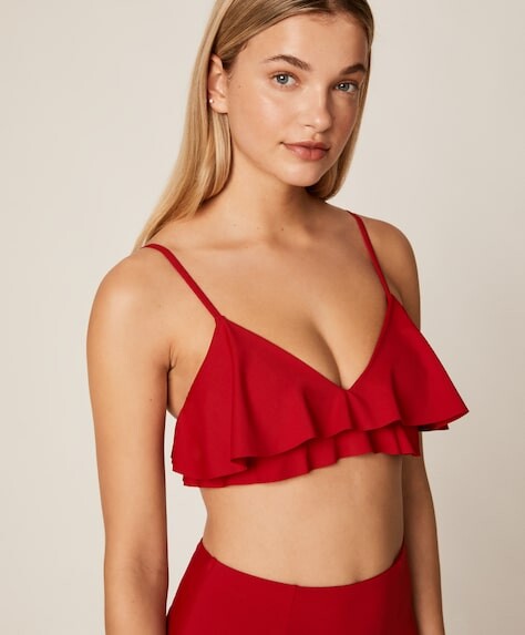 Soutien-gorge de bikini triangle à volant double