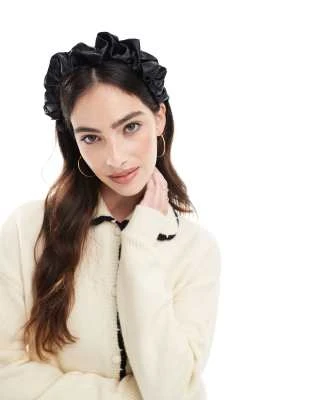 Pieces - Serre-tête en satin - Noir