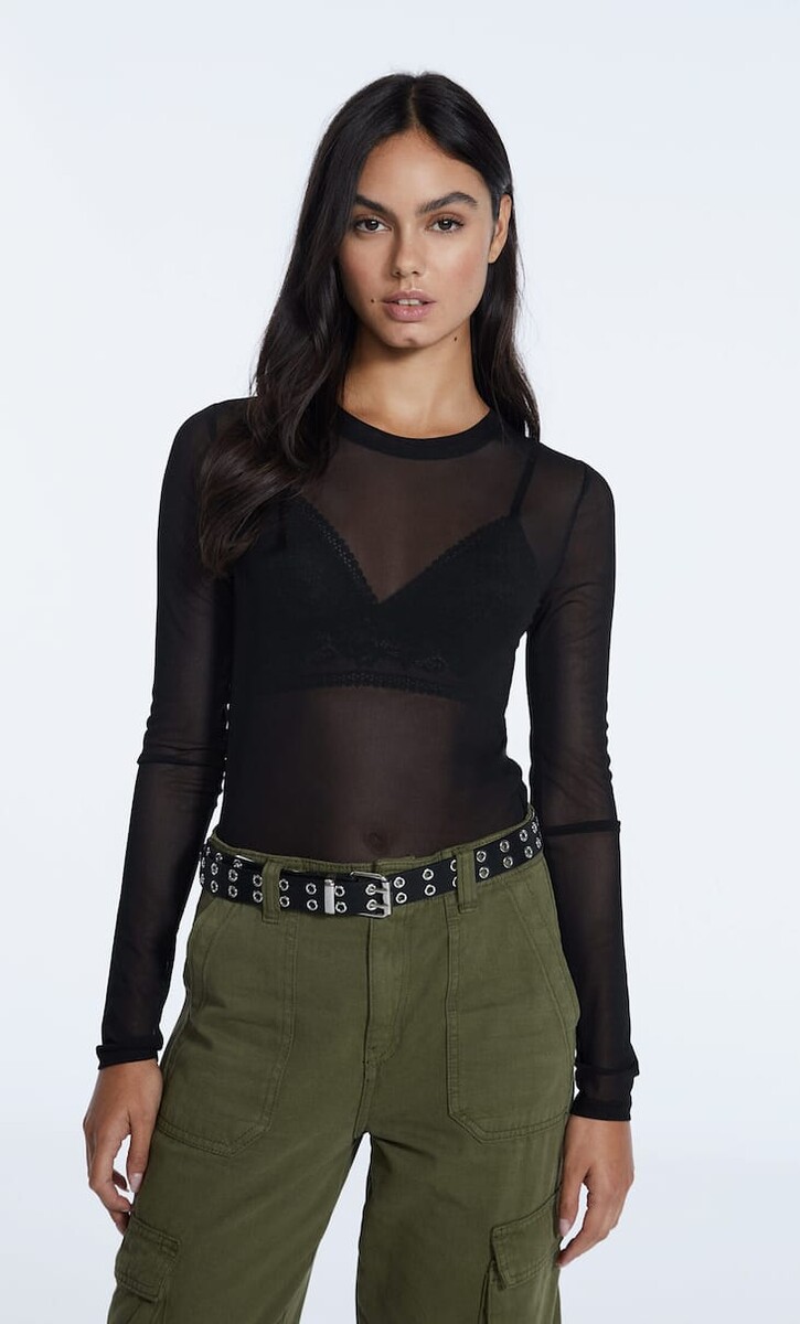 T-shirt en tulle uni