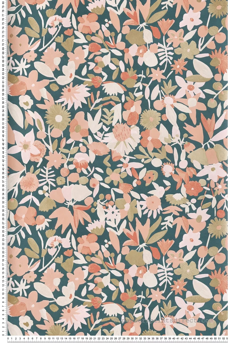 Papier peint Fleur Naiveté rose et doré - Imagination de Casélio | Réf. IMG102193034