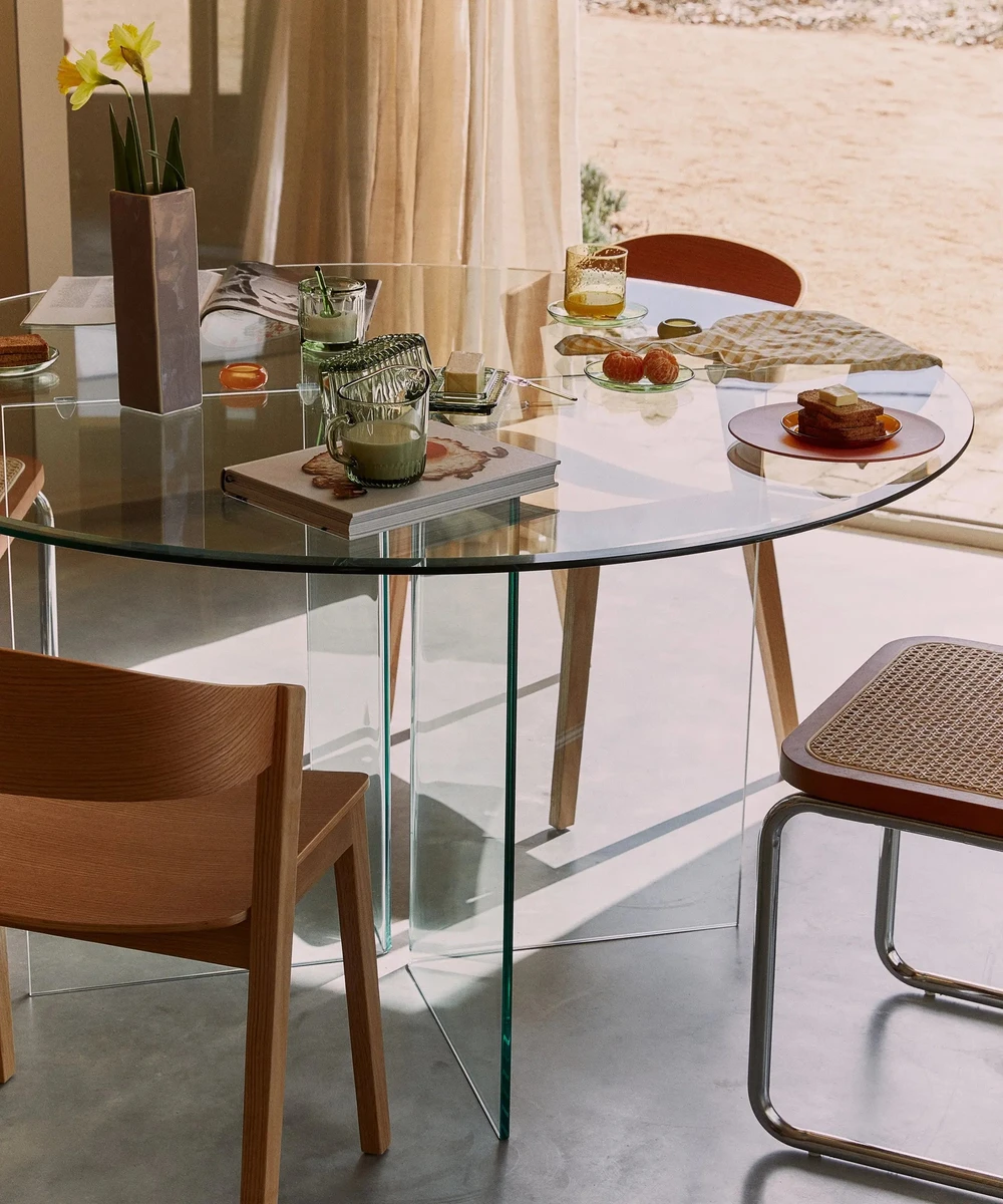 Table à Manger Ronde en Verre Trempé Ona 137 cm