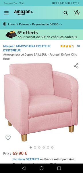 Fauteuil enfant chic rose