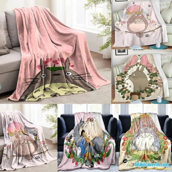 Cute Pink Totoro Blanket Fleece NEW Arrivals 2024 | Ghibli Merch Store