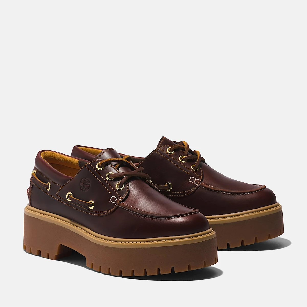 Chaussure bateau compensée Stone Street pour femme en Marron Foncé