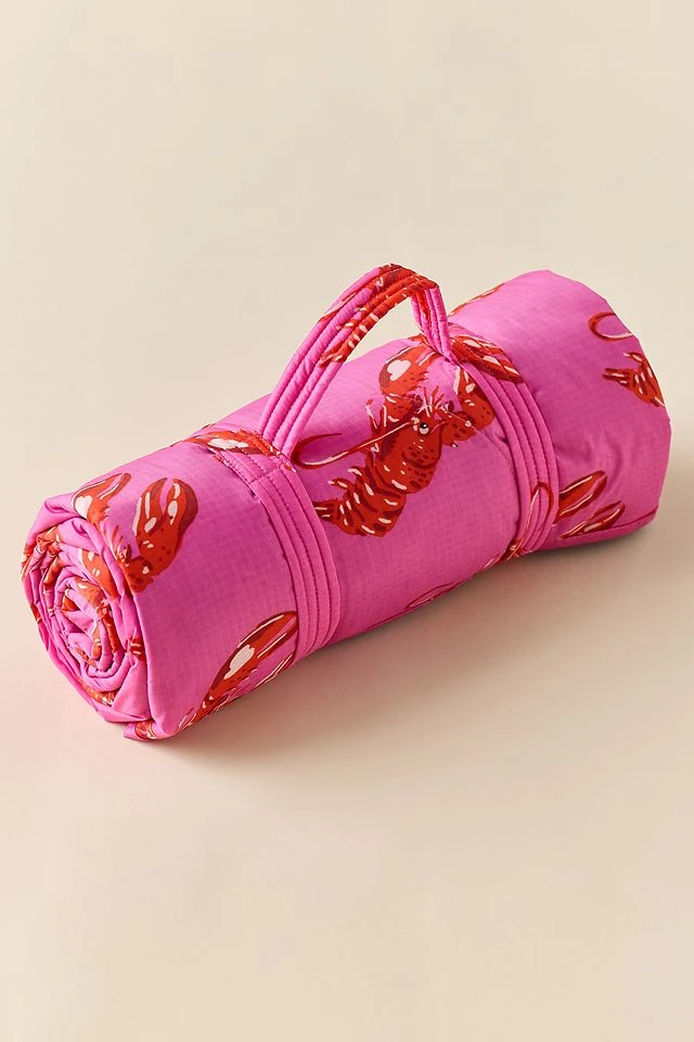 BAGGU Couverture de pique-nique bouffante homard rose