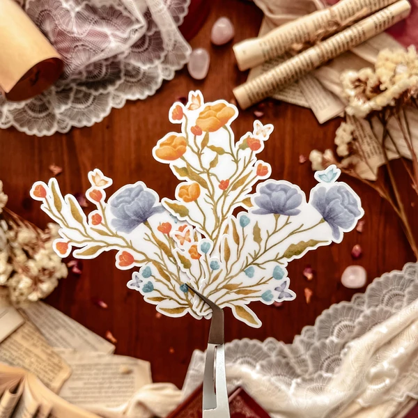 Lot de 3 grands stickers Fleurs des champs