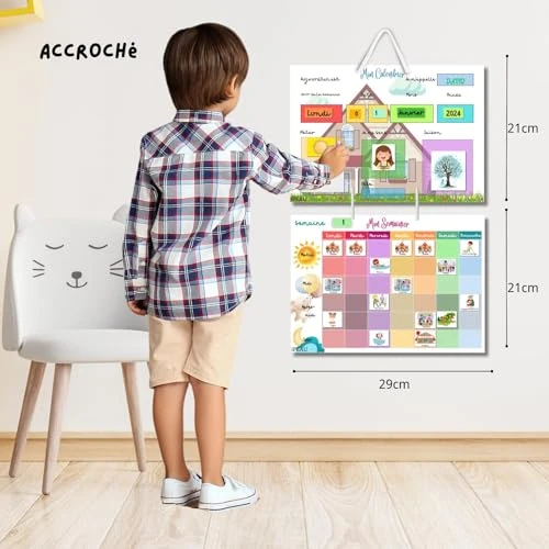 Pictogramme école Maternelle Calendrier Éducatif Montessori Enfant 3-8 ans Planificateur Hebdomadaire 114 aimants Semainier Routines Quotidiennes inscriptible Effaçable Autonomie Organisation ludique