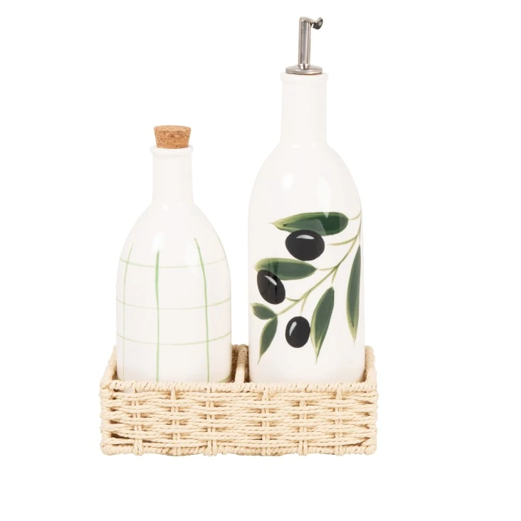 Duo huiliers en céramique blanche, noire et verte