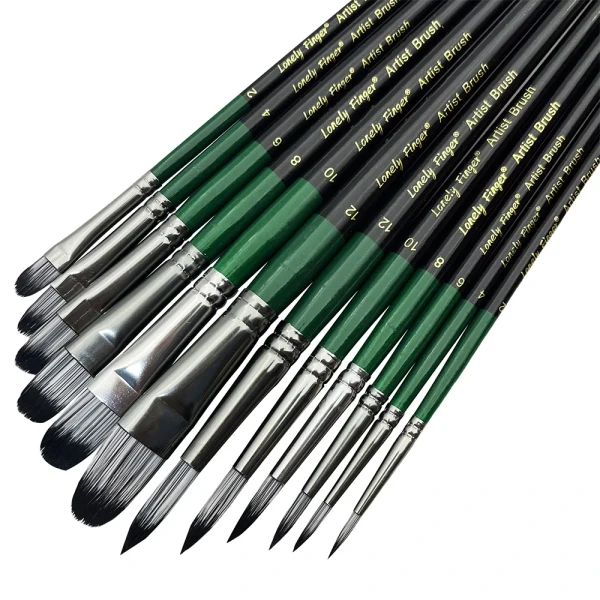 Ensemble de 12 pinceaux d'artiste ronds et filbert/plat/coin pour aquarelle, peinture à l'huile et à la température, acrylique, Gouache - AliExpress