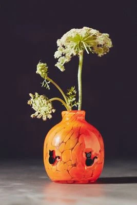 Vase à Bouton Chat en Verre Pressé