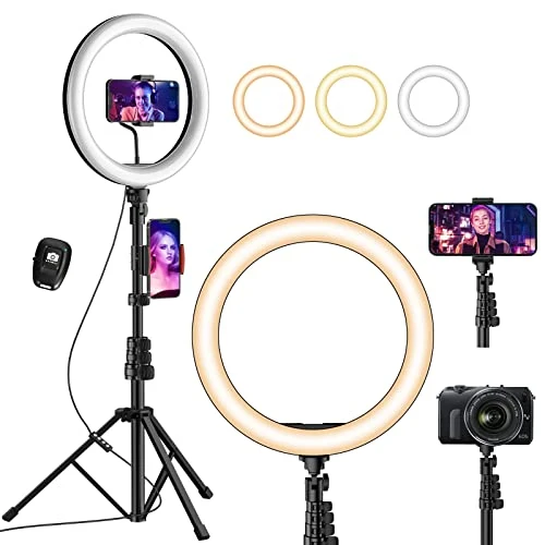 UPhitnis 12" Ring Light,Anneau Lumineux,LED Lumière Anneau,Réglable pour Maquillage/Téléphone/Caméra Vidéo/Camera Vlog/Selfie