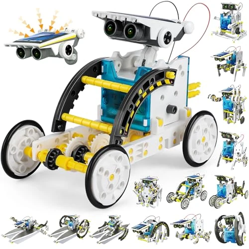 13 en 1 Robot Solaire, Robot Jouet Enfant Maquette Voiture Jeux de Construction Robotique Éducative Exterieur Experiences Scientifiques Cadeau Anniversaire pour Garçon Fille 10 11 12 13 14 Ans