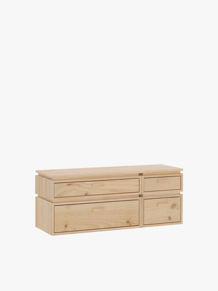 Commode double en bois avec 4 tiroirs 117x49 LIBE | LUFE