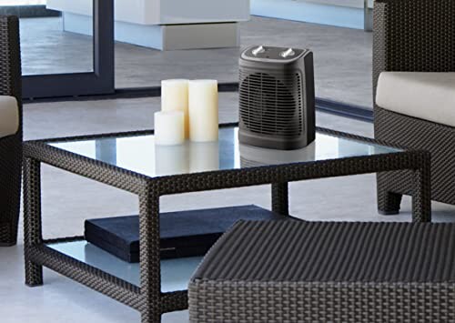 Rowenta SO2330F2 Radiateur et Ventilateur Soufflant Instant Comfort Compact Chauffage d’Appoint et Ventilation Chaud Froid 2 Vitesses 2400W Silencieux Gris et Noir