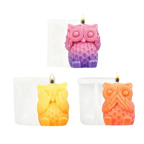 WYAHYQ 3Pièces Moule à bougie Moule Resine Epoxy en Silicone à plâtre pour hibou